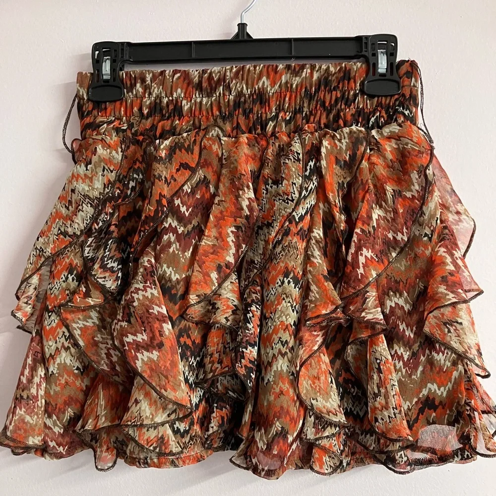 Women’s Ruffly Mini Skirt, Size Small, Brown/Rust, Rue 21 - Picture 2 of 4